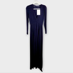 NWT NAKED WARDROBE Long Sleeve Surplice Plunge Double Side Split Maxi Dress S